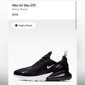 New Men’s Nike Air Max 270 Black Sneakers shoes multiple sizes available
